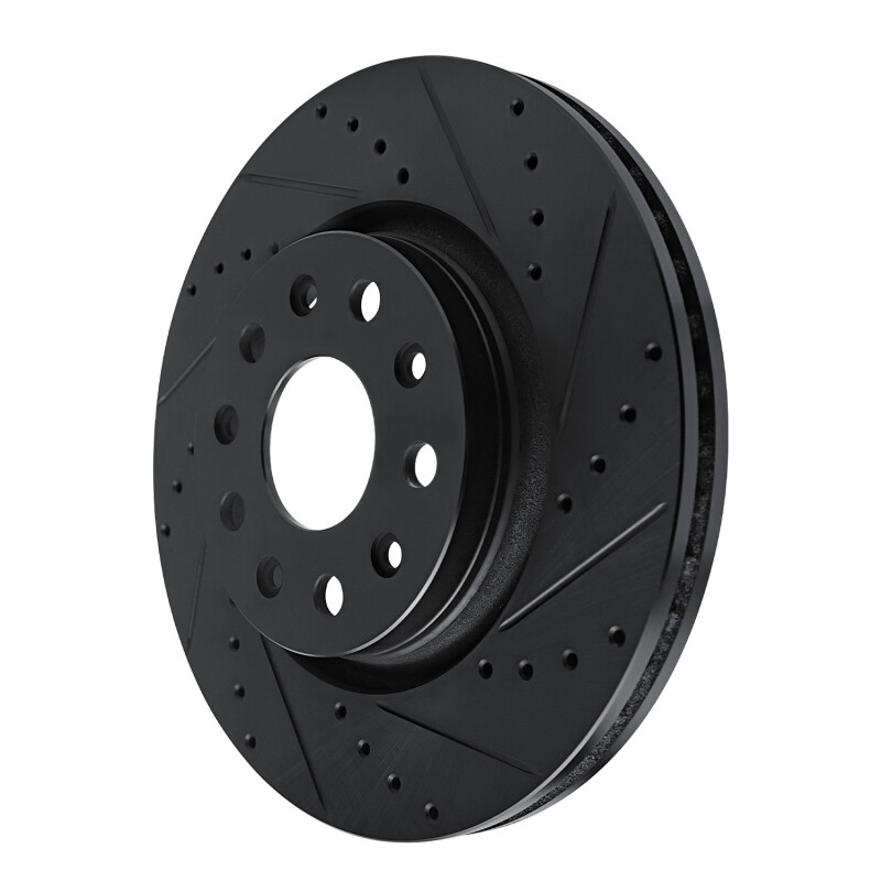 Jeep Gladiator Brake Rotor (1) - Front Right - R1 Concepts - Drilled & Slotted - Black - `18-`25